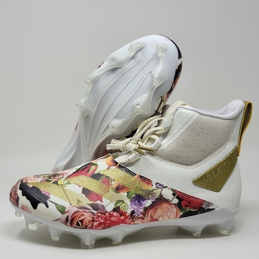 Adidas Adizero Chaos Football Cleats Off White/Gold/Floral Unisex Men 10/Wmns 11 - Picture 3 of 12